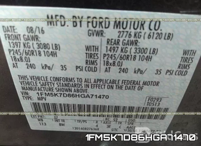 1FM5K7D86HGA71470 фото 10
