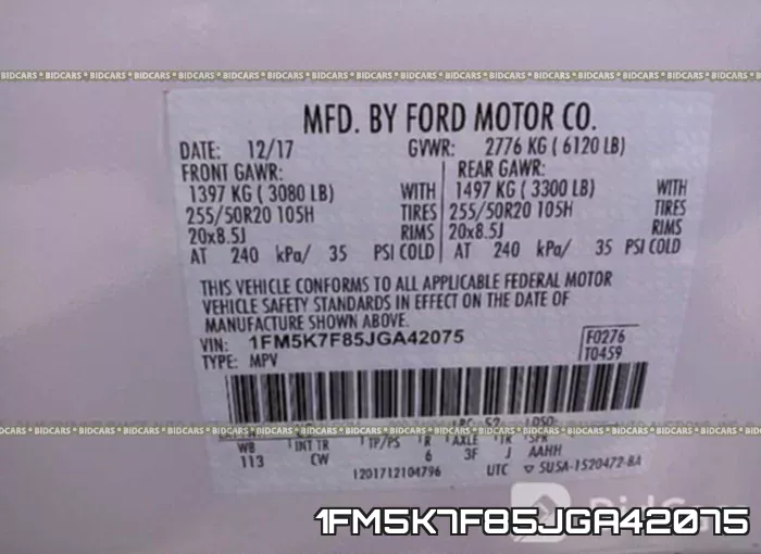 1FM5K7F85JGA42075 фото 10