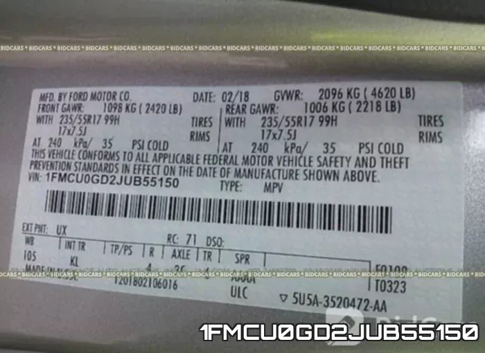 1FMCU0GD2JUB55150 фото 10