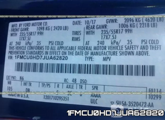 1FMCU0HD7JUA62820 фото 10
