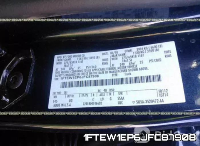 1FTEW1EP6JFC87908 фото 10