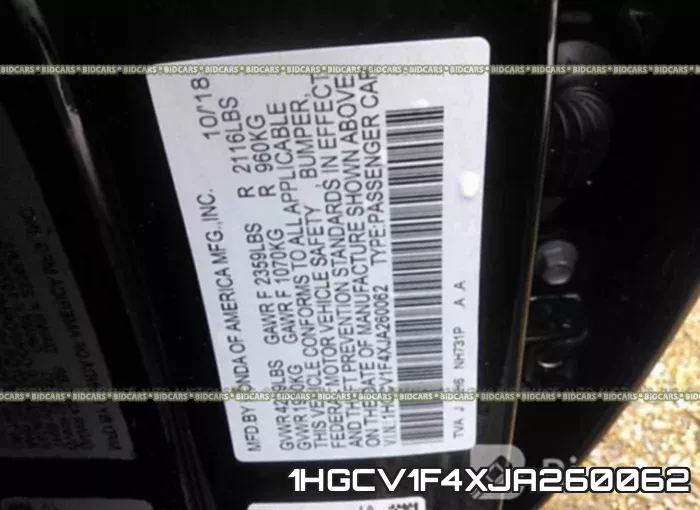 1HGCV1F4XJA260062 фото 10