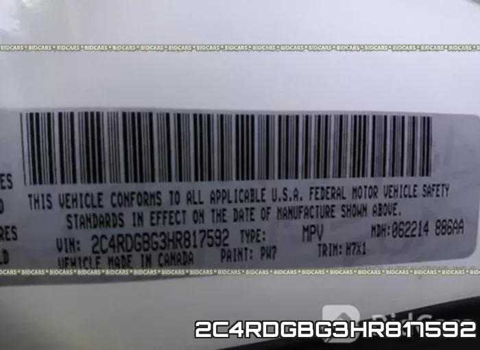 2C4RDGBG3HR817592 фото 10
