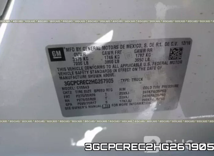 3GCPCREC2HG267905 фото 10