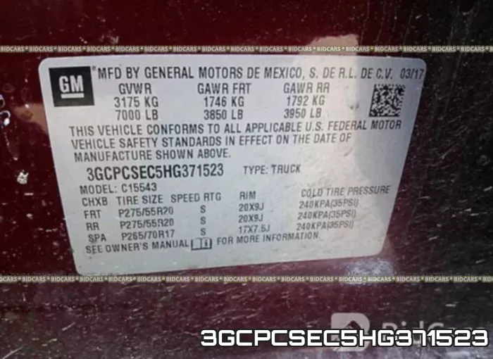 3GCPCSEC5HG371523 фото 10