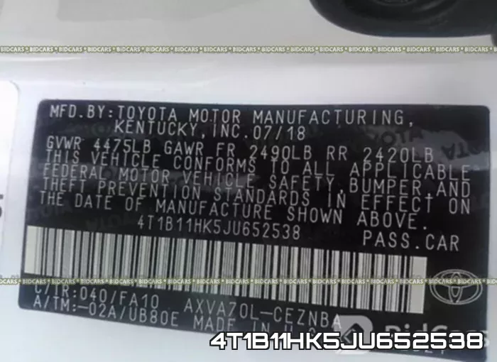 4T1B11HK5JU652538 фото 10