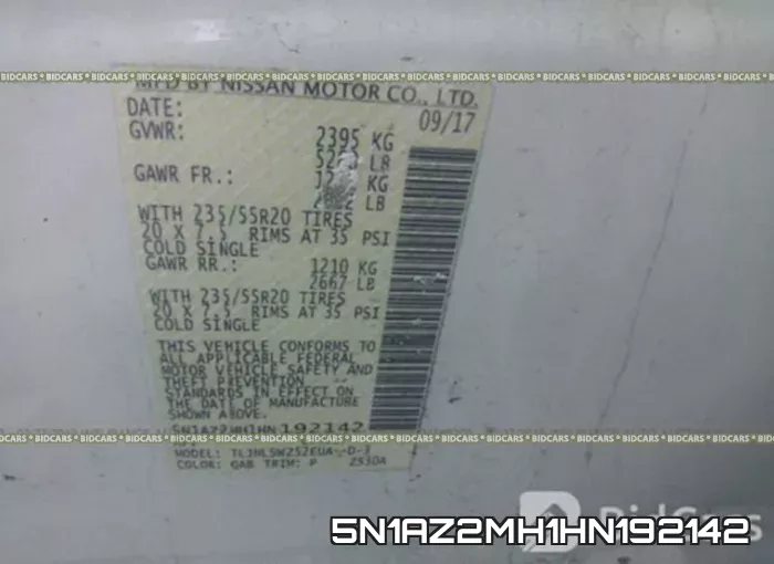 5N1AZ2MH1HN192142 фото 10