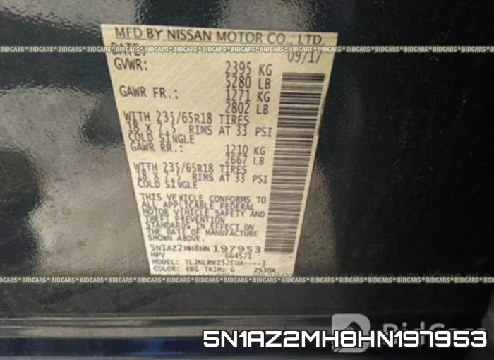 5N1AZ2MH8HN197953 фото 10