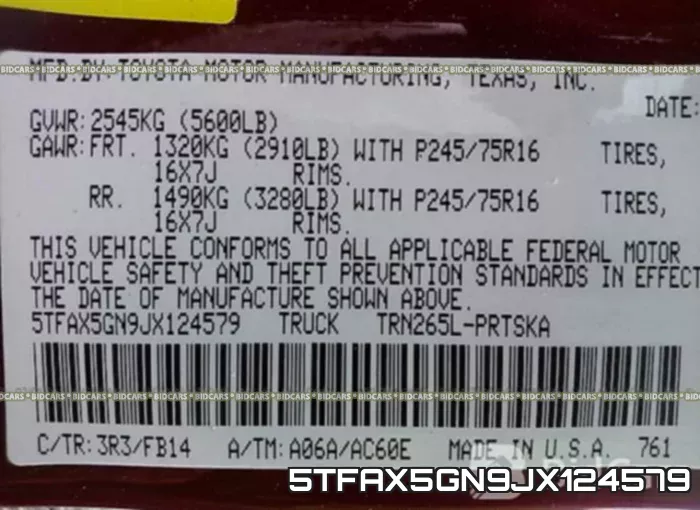 5TFAX5GN9JX124579 фото 10