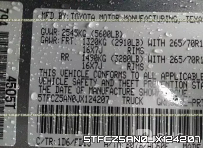 5TFCZ5AN0JX124207 фото 10