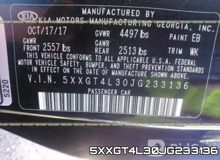 5XXGT4L30JG233136 фото 10