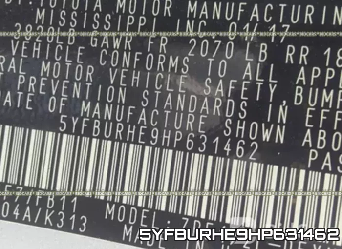 5YFBURHE9HP631462 фото 10