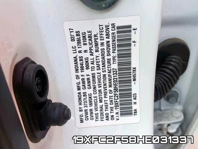 19XFC2F58HE031337 фото 2