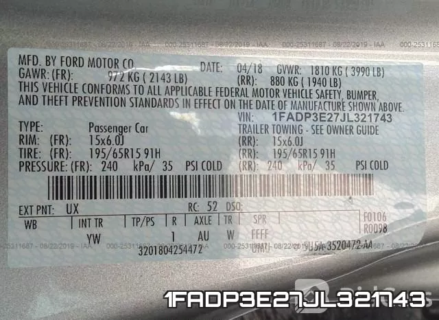 1FADP3E27JL321743 фото 10