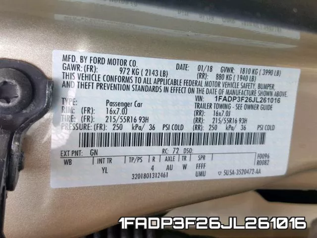 1FADP3F26JL261016 фото 2