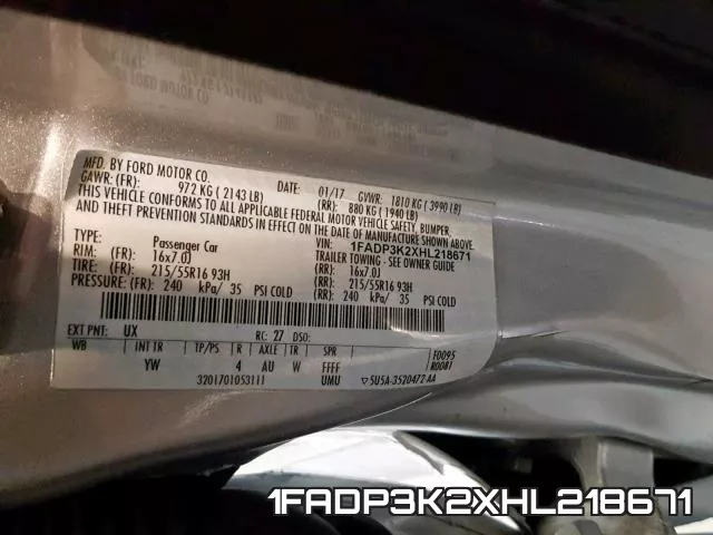 1FADP3K2XHL218671 фото 2