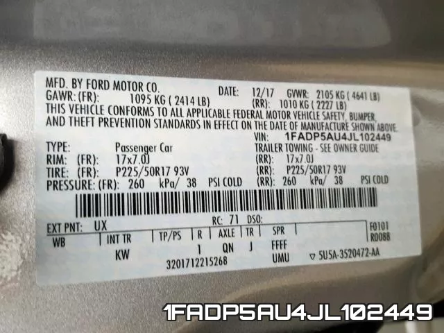 1FADP5AU4JL102449 фото 2