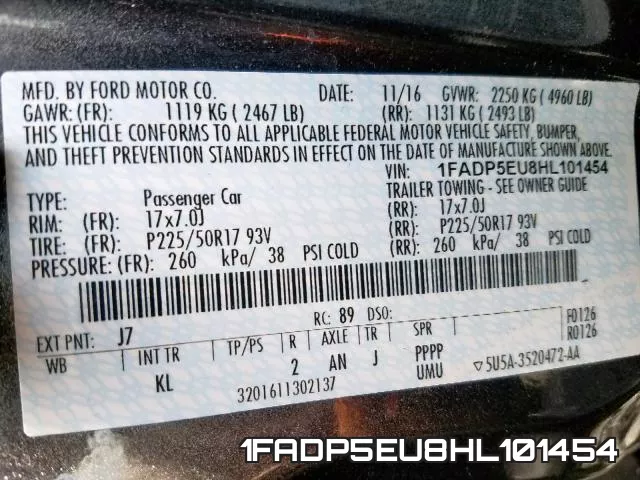 1FADP5EU8HL101454 фото 2