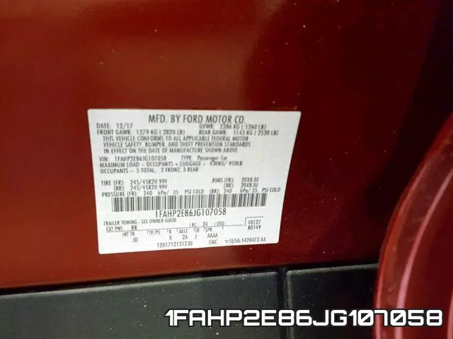 1FAHP2E86JG107058 фото 2