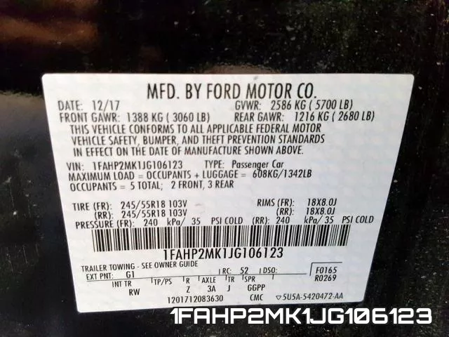 1FAHP2MK1JG106123 фото 2