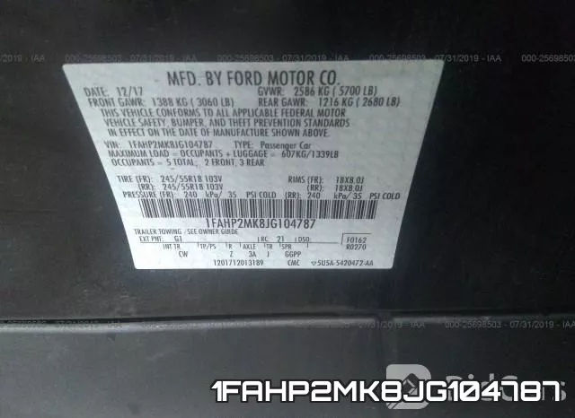 1FAHP2MK8JG104787 фото 10