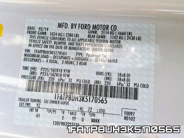 1FATP8UH3K5170565 фото 2