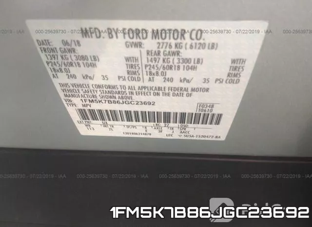 1FM5K7B86JGC23692 фото 10