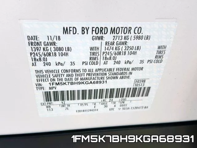 1FM5K7BH9KGA68931 фото 2
