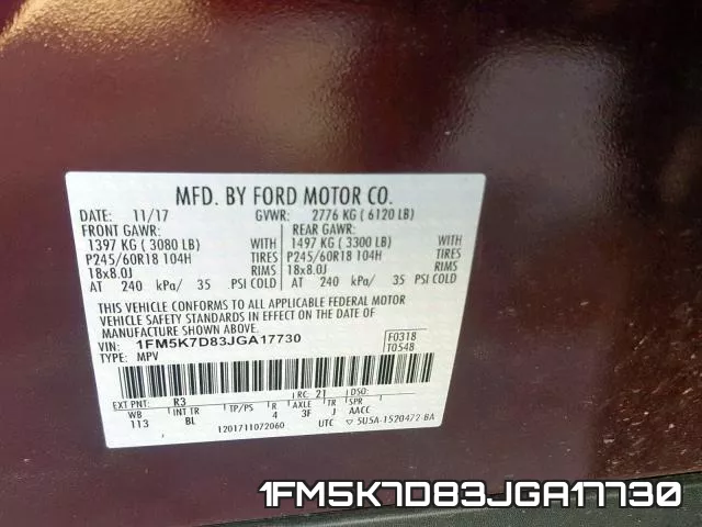 1FM5K7D83JGA17730 фото 2