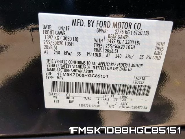 1FM5K7D88HGC85151 фото 2
