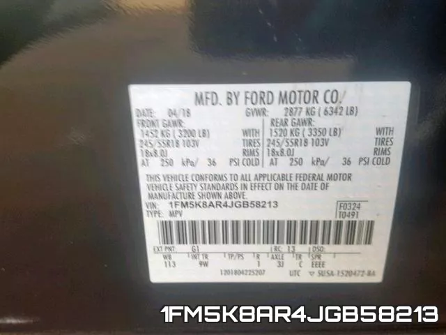 1FM5K8AR4JGB58213 фото 2