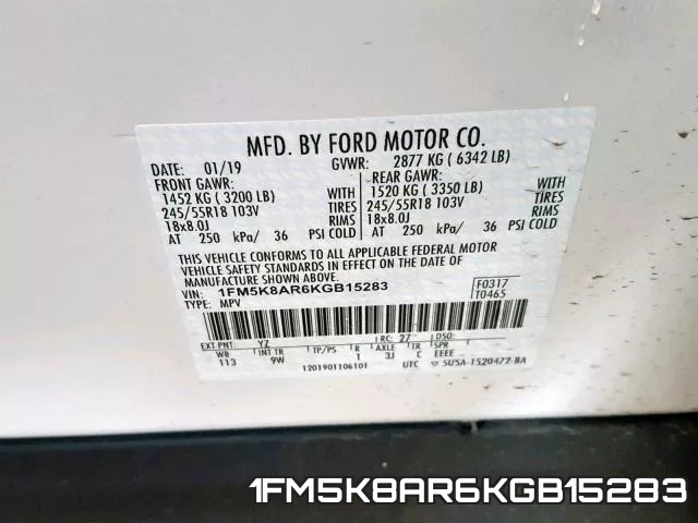 1FM5K8AR6KGB15283 фото 2