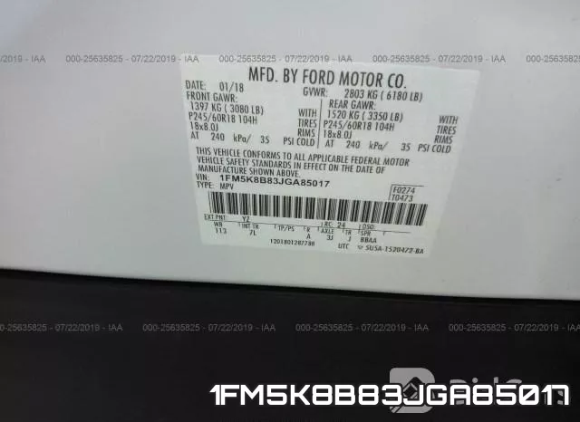1FM5K8B83JGA85017 фото 9