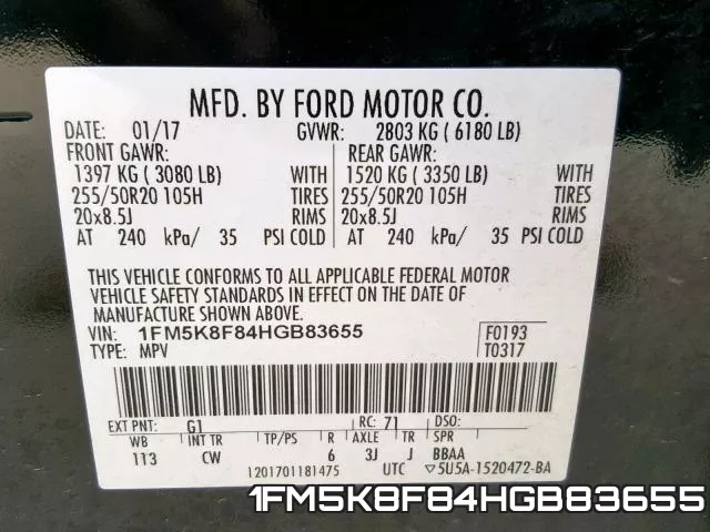 1FM5K8F84HGB83655 фото 2