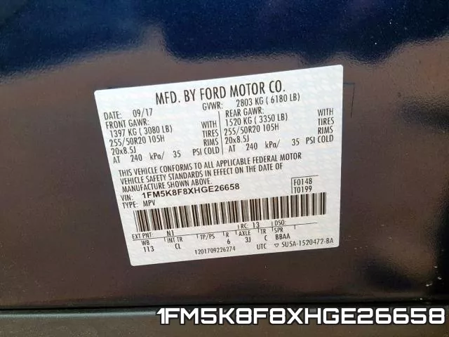 1FM5K8F8XHGE26658 фото 2