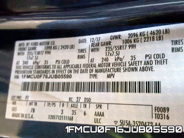 1FMCU0F76JUB05590 фото 2