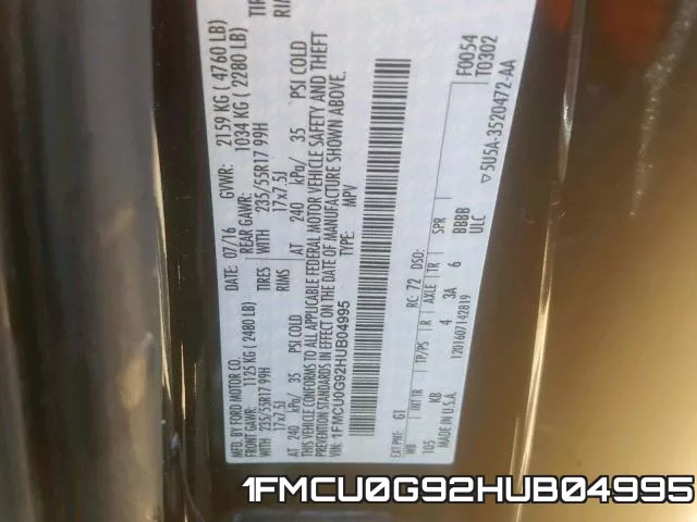 1FMCU0G92HUB04995 фото 2
