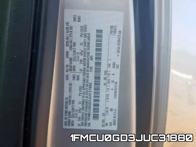 1FMCU0GD3JUC31880 фото 2