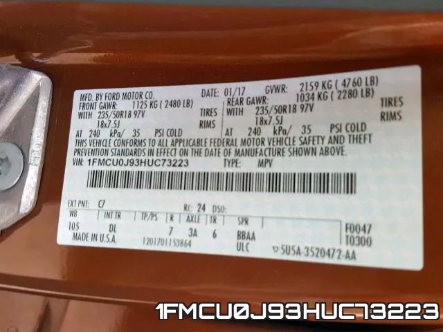 1FMCU0J93HUC73223 фото 2