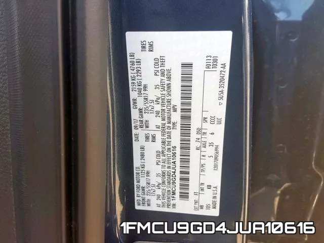 1FMCU9GD4JUA10616 фото 2