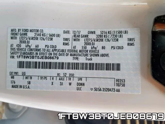 1FT8W3BT0JEB08679 фото 2