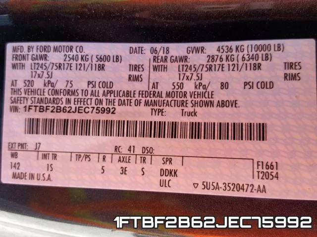 1FTBF2B62JEC75992 фото 2