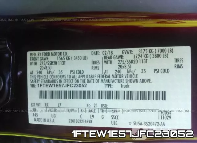 1FTEW1E57JFC23052 фото 10