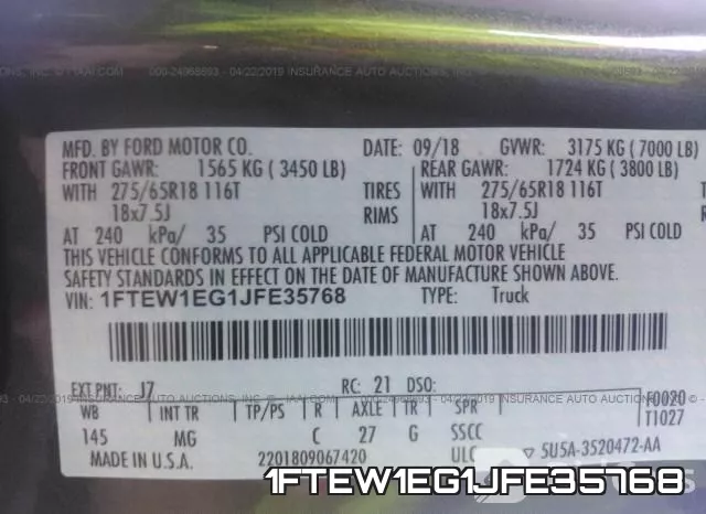 1FTEW1EG1JFE35768 фото 10