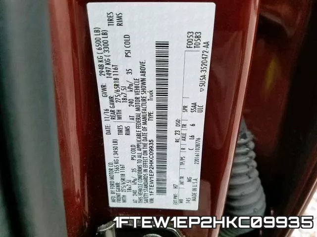 1FTEW1EP2HKC09935 фото 2