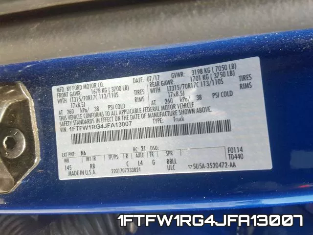 1FTFW1RG4JFA13007 фото 2