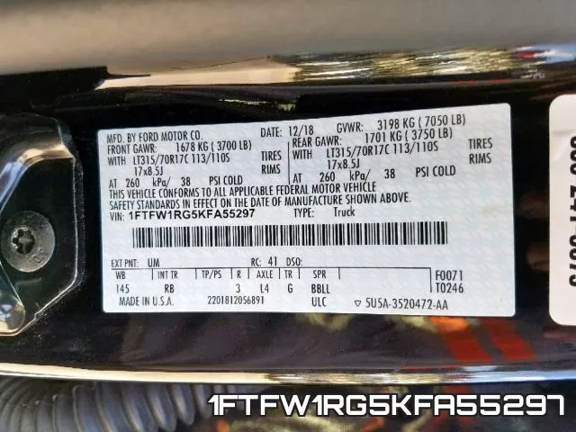 1FTFW1RG5KFA55297 фото 2
