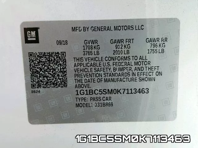 1G1BC5SM0K7113463 фото 2