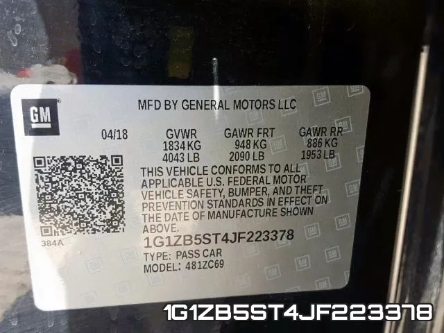 1G1ZB5ST4JF223378 фото 2