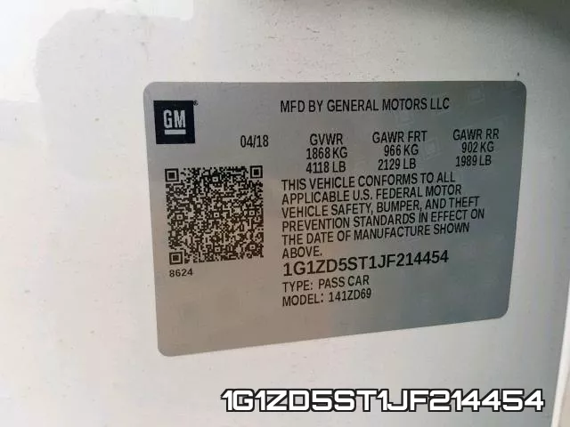 1G1ZD5ST1JF214454 фото 2